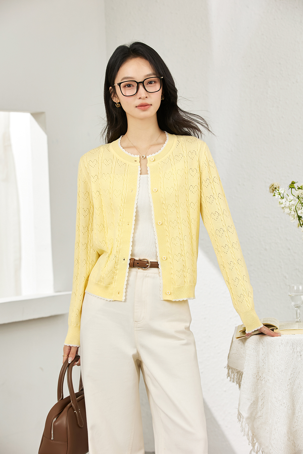 Heart Cut-Out Slim-Fit Knit Sweater-VIMLYSTORE