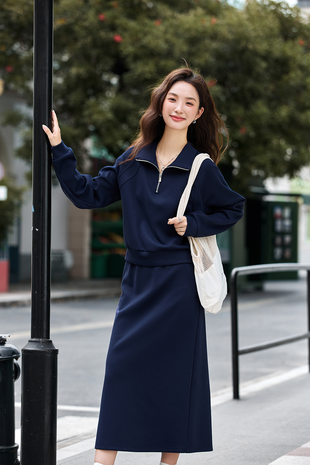 Fashion Casual Notched Top with Skirt Set-VIMLYSTORE