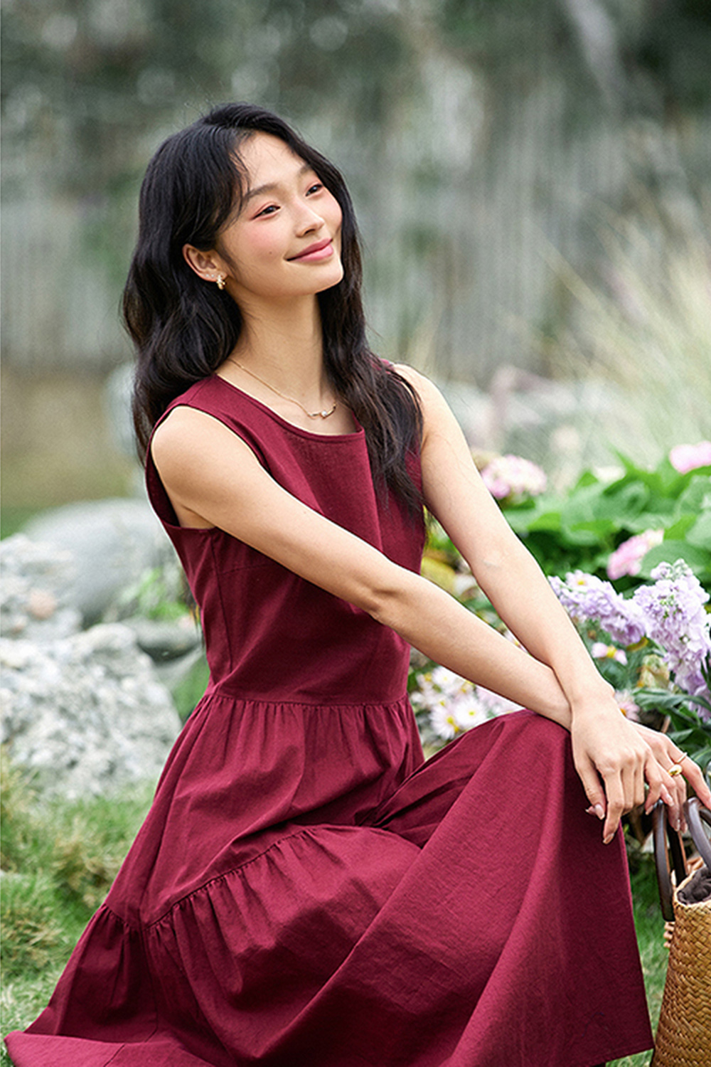 Fashion Minimalist Sleeveless Round-Neck Maxi Dress-VIMLYSTORE