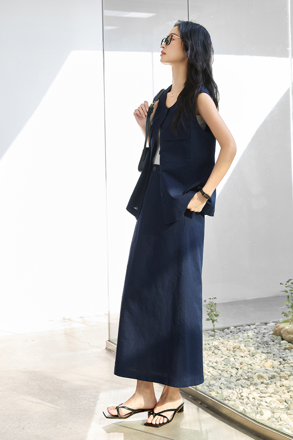 Fashionable Sleeveless Vest with Straight Skirt Two-Piece Set-VIMLYSTORE