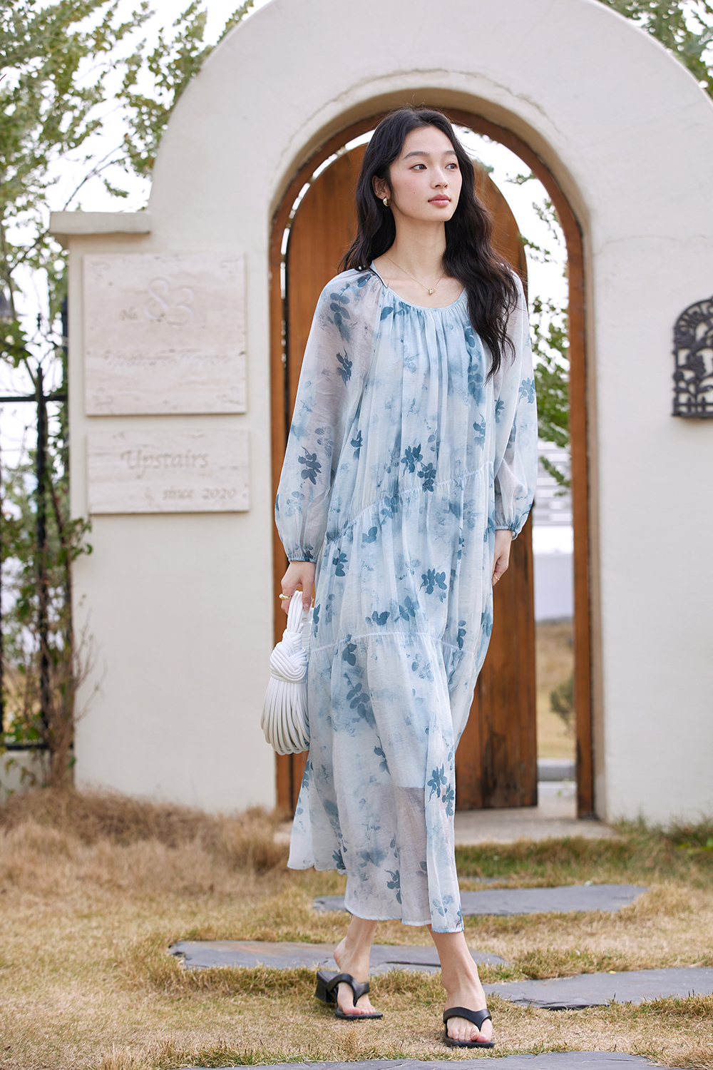French High-End Chiffon Floral Elegant A-Line Fairy Dress