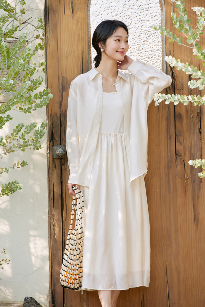 Lyocell French Sleeveless Dress Two-Piece Set-VIMLYSTORE
