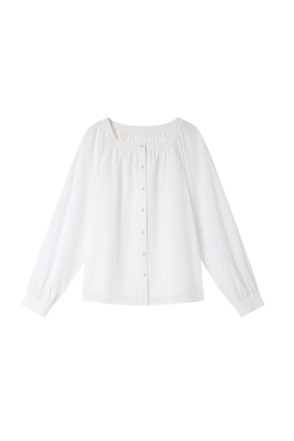 French Retro Square Neck Loose Shirt-VIMLYSTORE