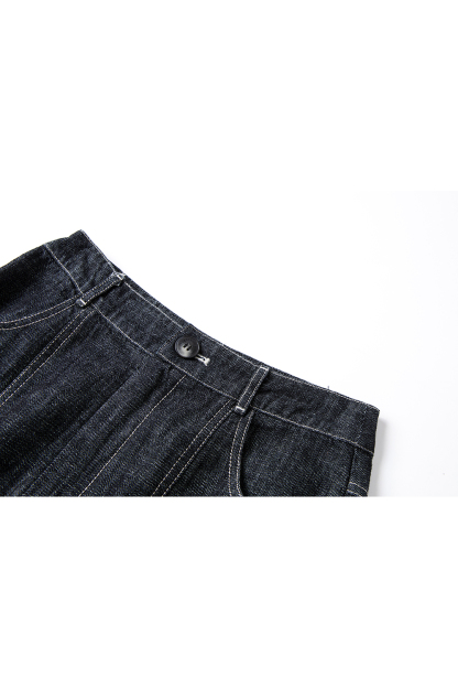 Black Grey Retro Denim High Waist Straight Pencil A-Line Midi Skirt