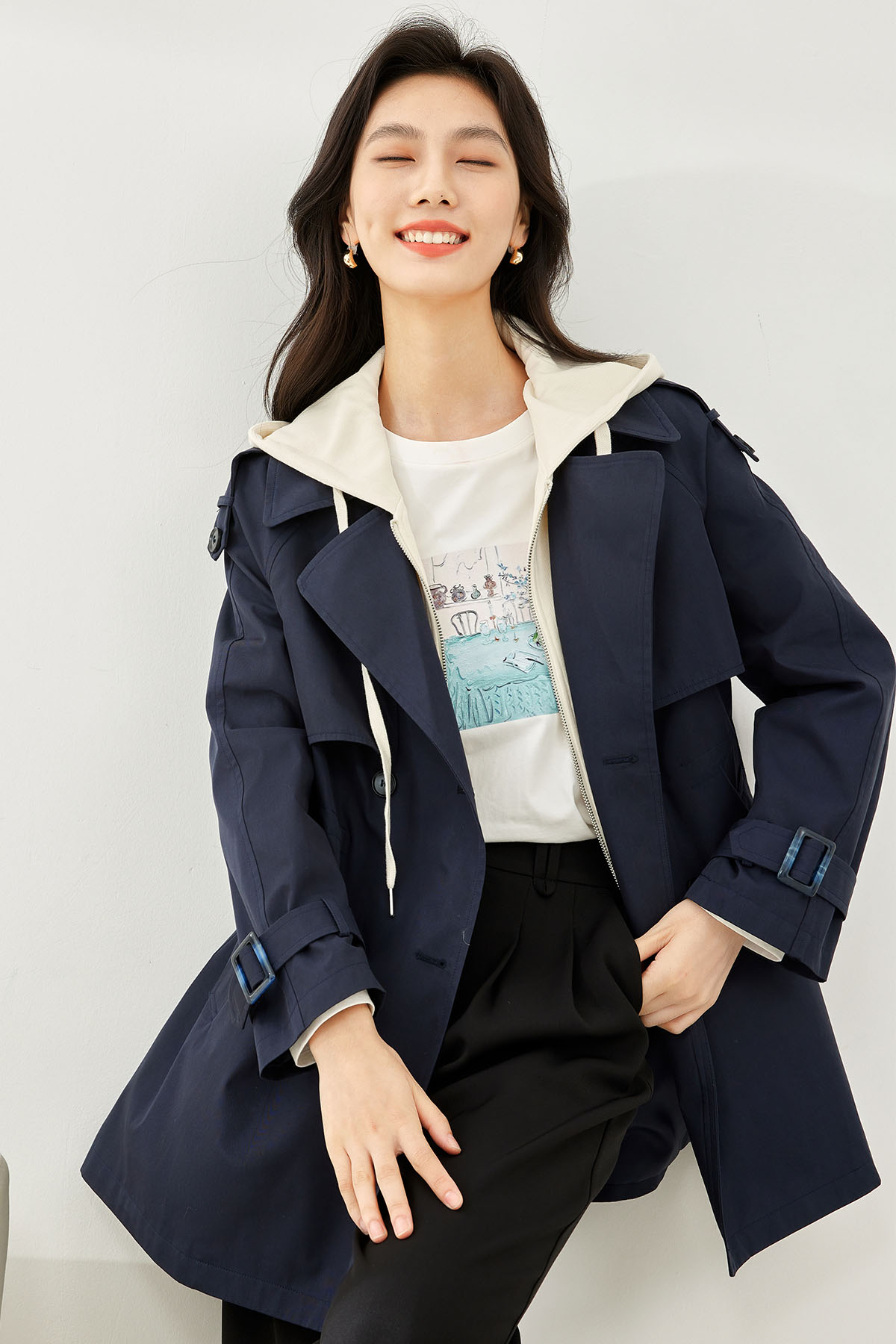 Mock Two-Piece Trench Coat