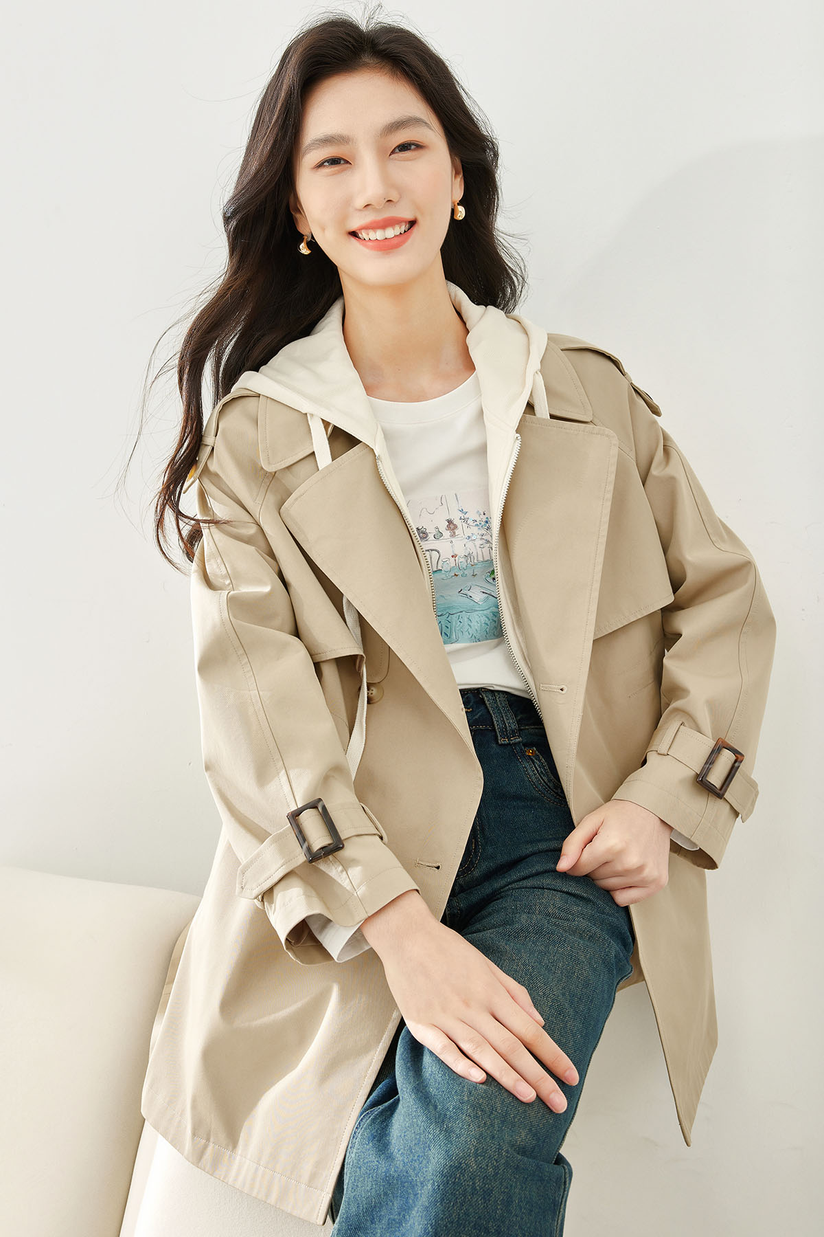 Mock Two-Piece Trench Coat