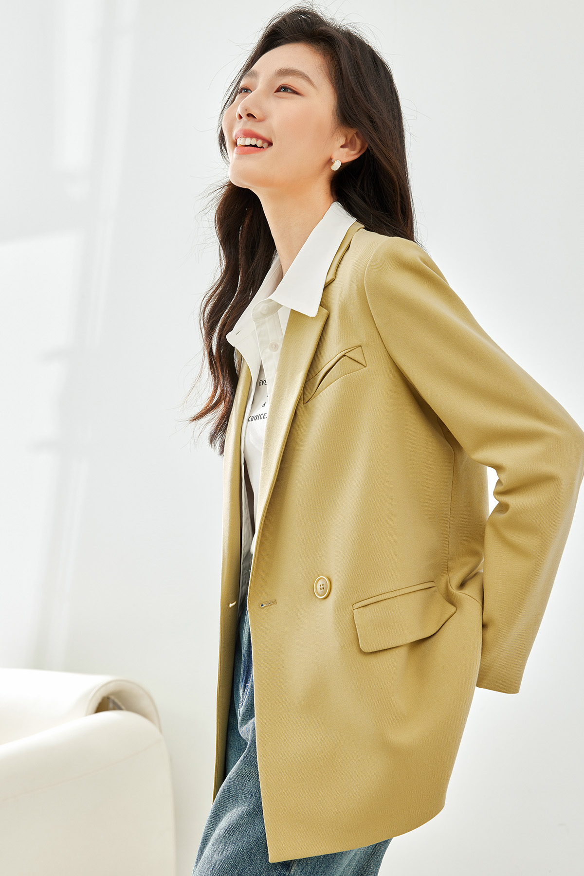 Solid Color Suit Jacket