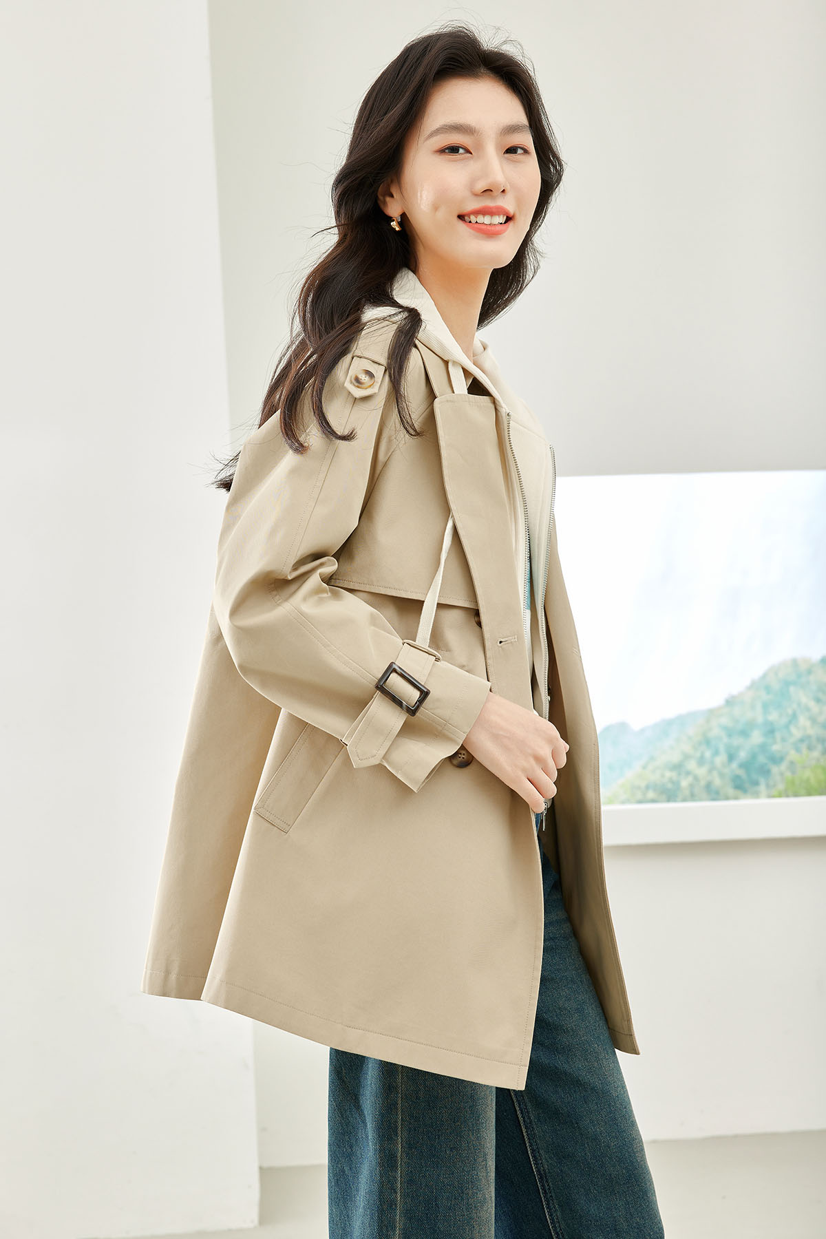 Mock Two-Piece Trench Coat