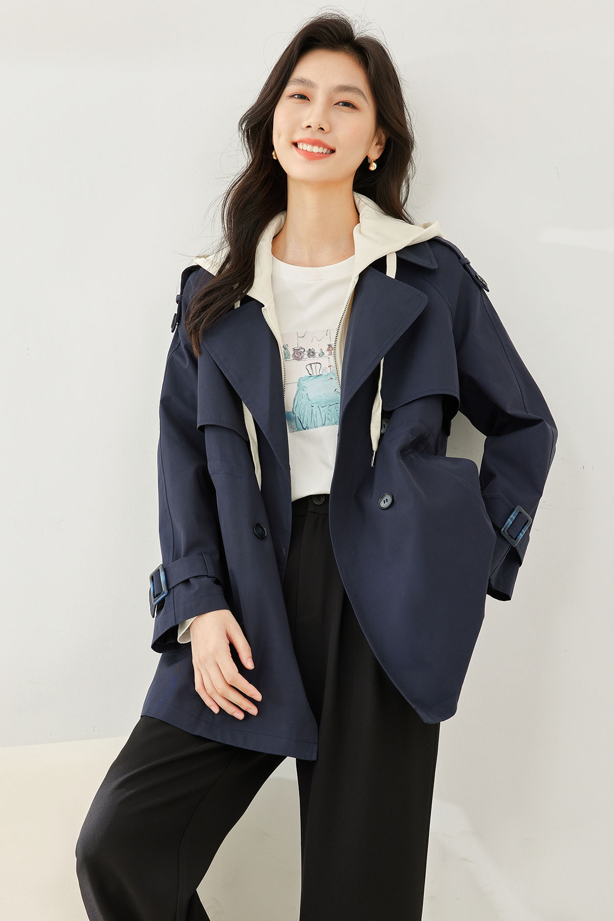 Mock Two-Piece Trench Coat