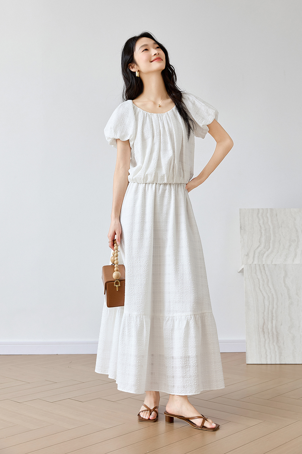 Simple U-Neck Top with High-Waist Skirt Set-VIMLYSTORE