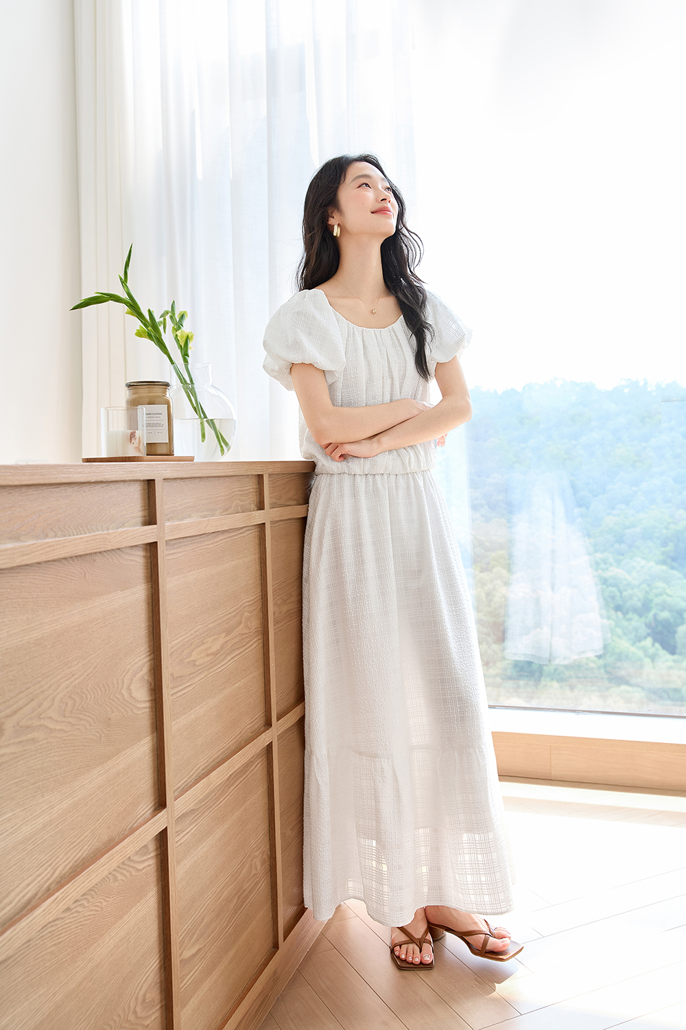 Simple U-Neck Top with High-Waist Skirt Set-VIMLYSTORE