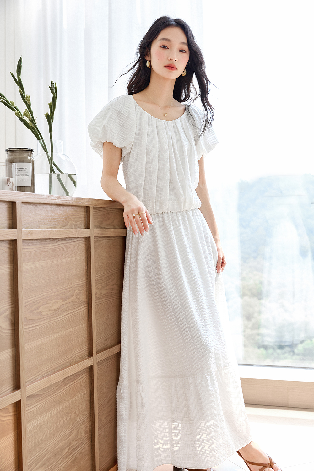 Simple U-Neck Top with High-Waist Skirt Set-VIMLYSTORE