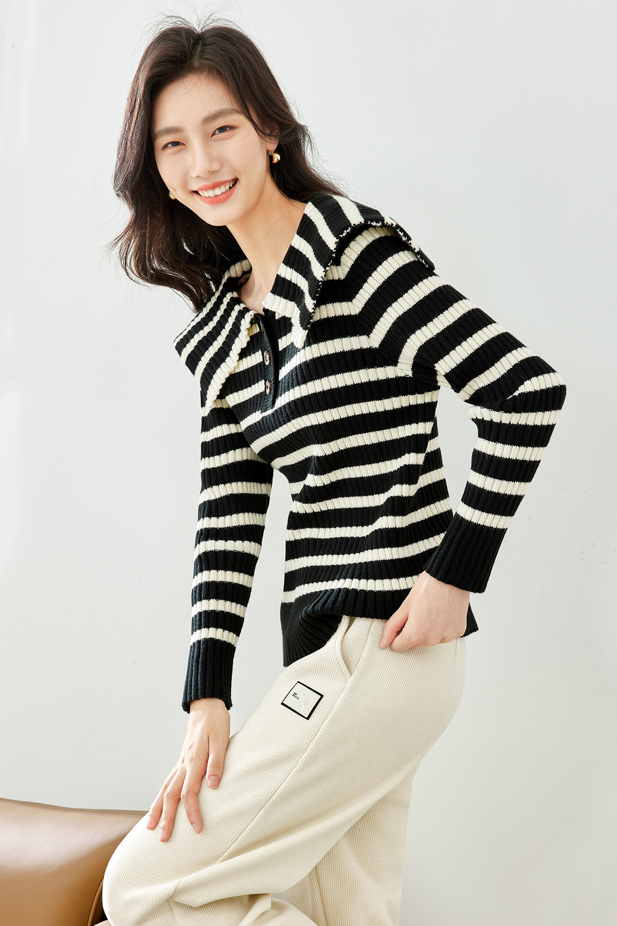 Striped knit sweater-VIMLYSTORE
