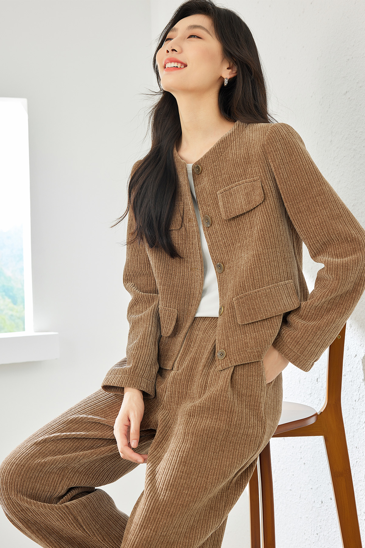 Fashionable Corduroy Two-Piece Set-VIMLYSTORE