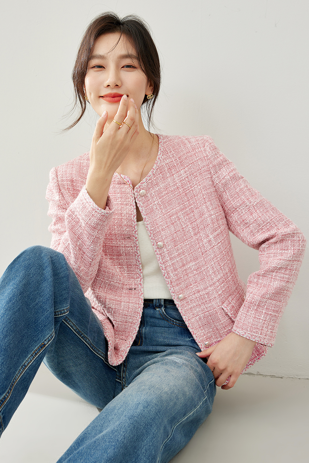 Plaid Crew Neck Jacket