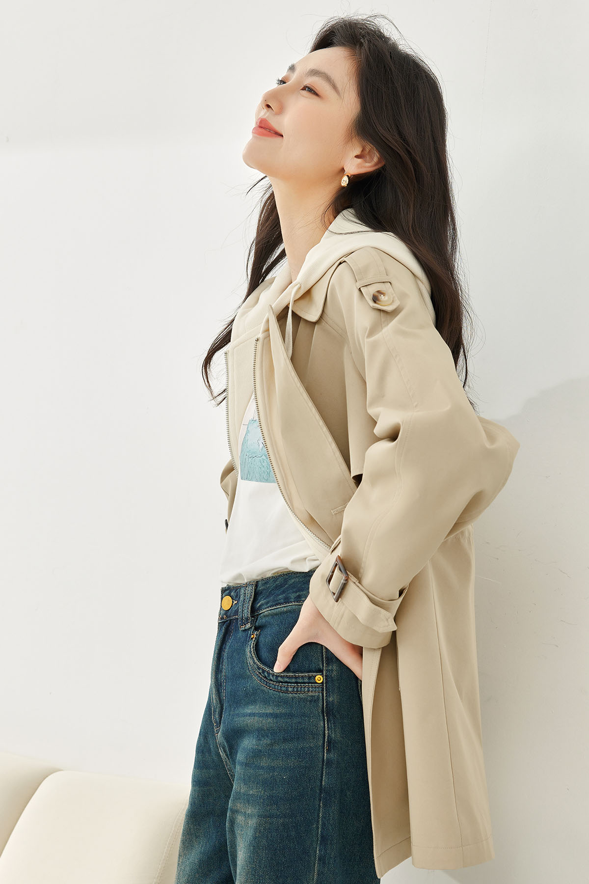 Mock Two-Piece Trench Coat