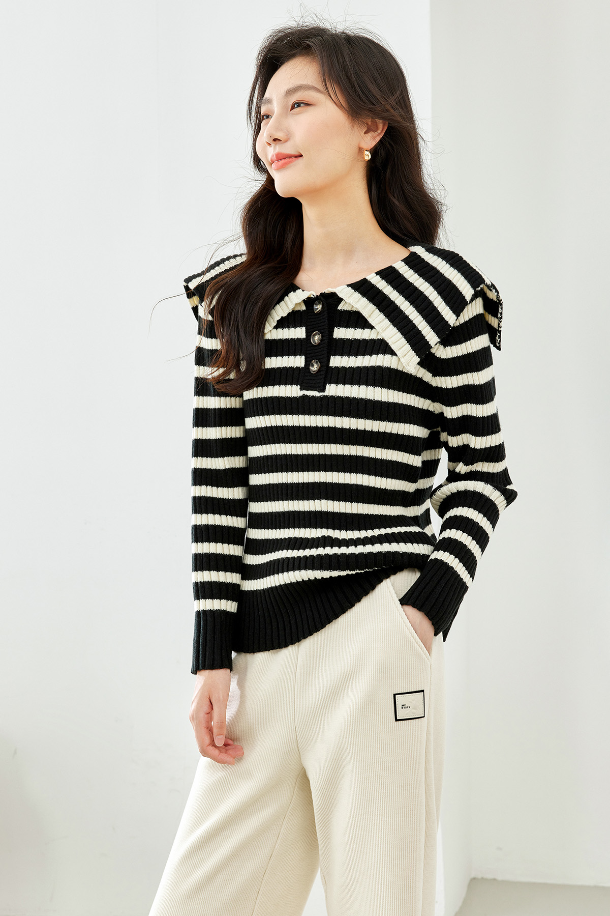Striped knit sweater-VIMLYSTORE