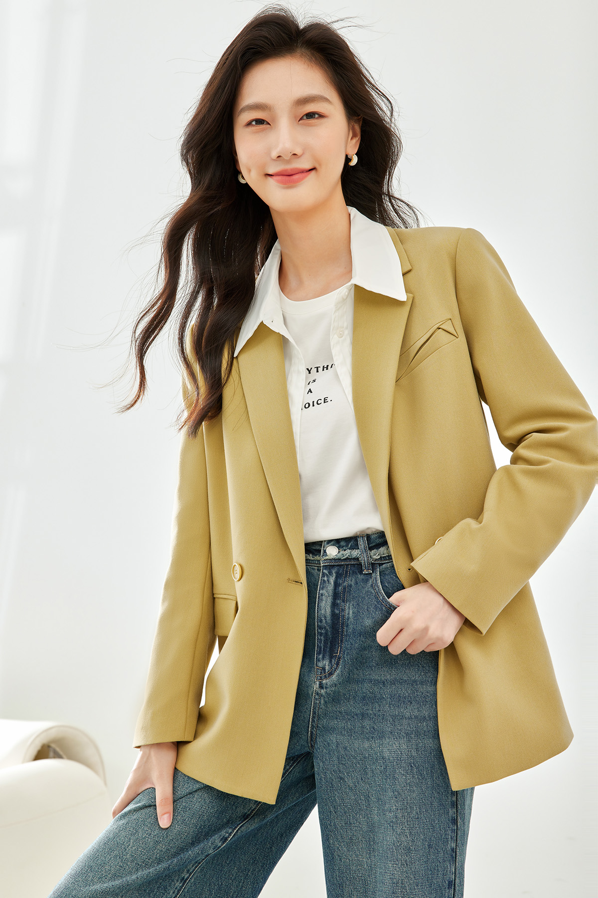 Solid Color Suit Jacket