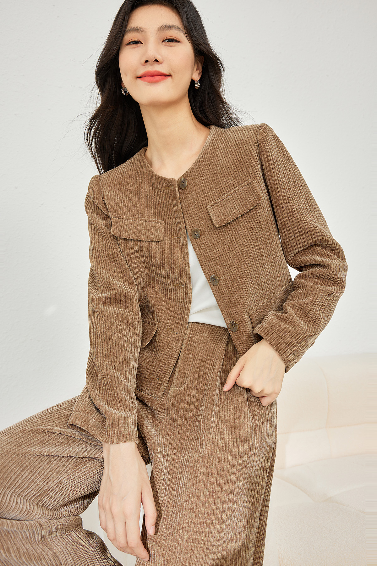 Fashionable Corduroy Two-Piece Set-VIMLYSTORE