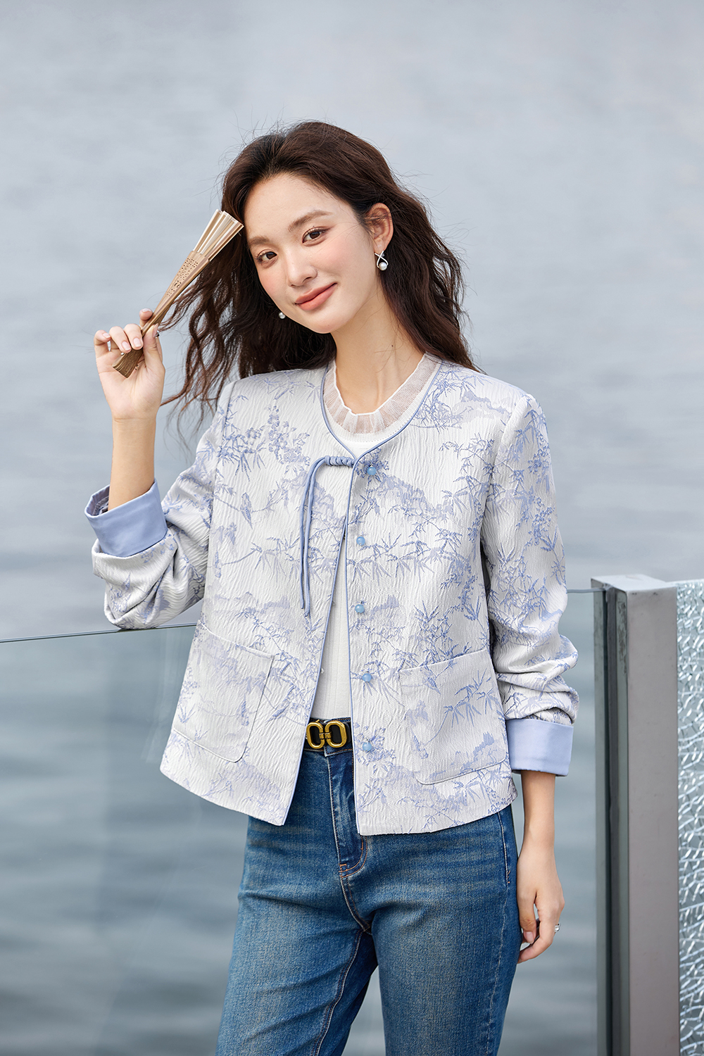 New Chinese Style Landscape Short Long Sleeve Jacket-VIMLYSTORE