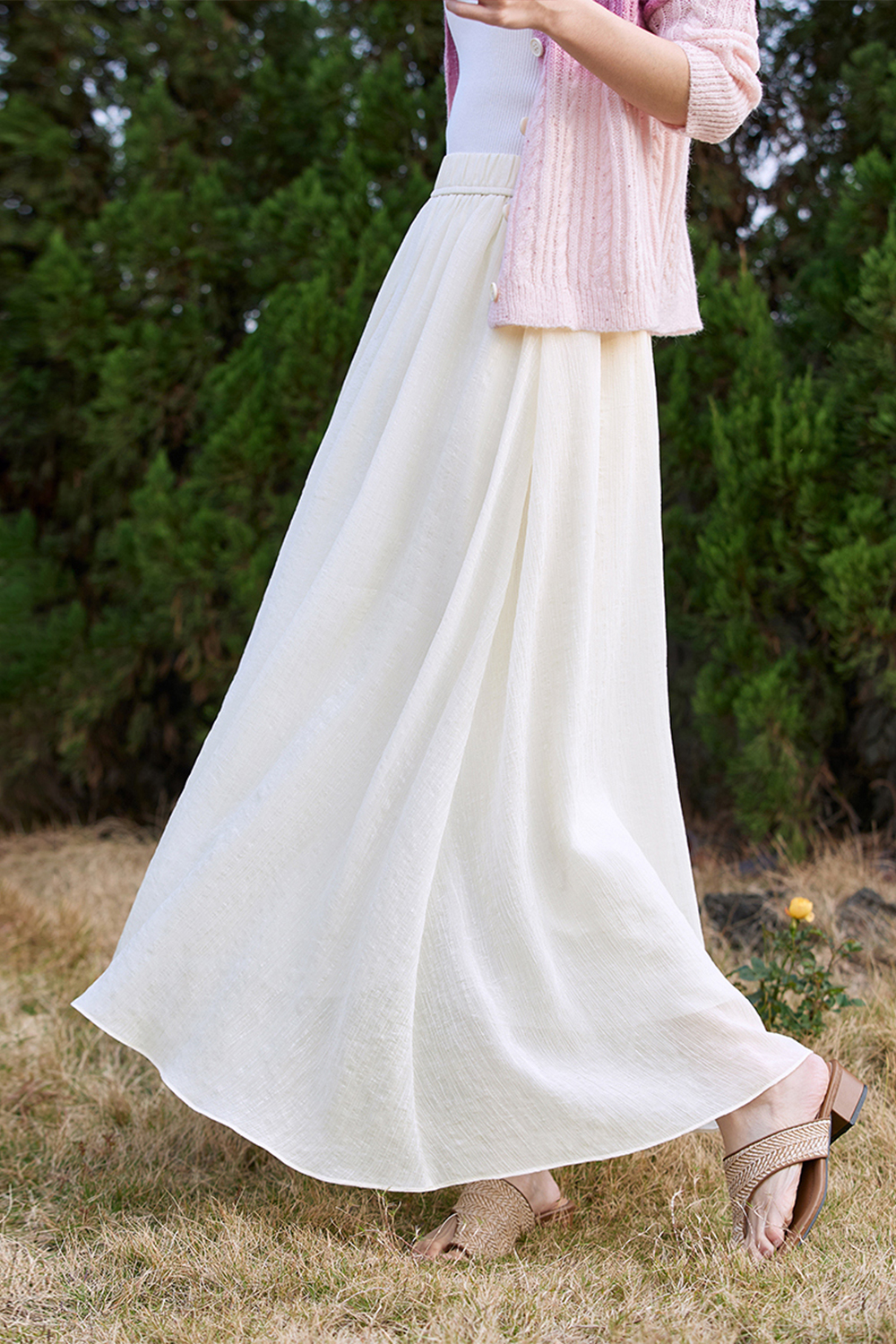 Texture Sense High-waisted A-line Skirt
