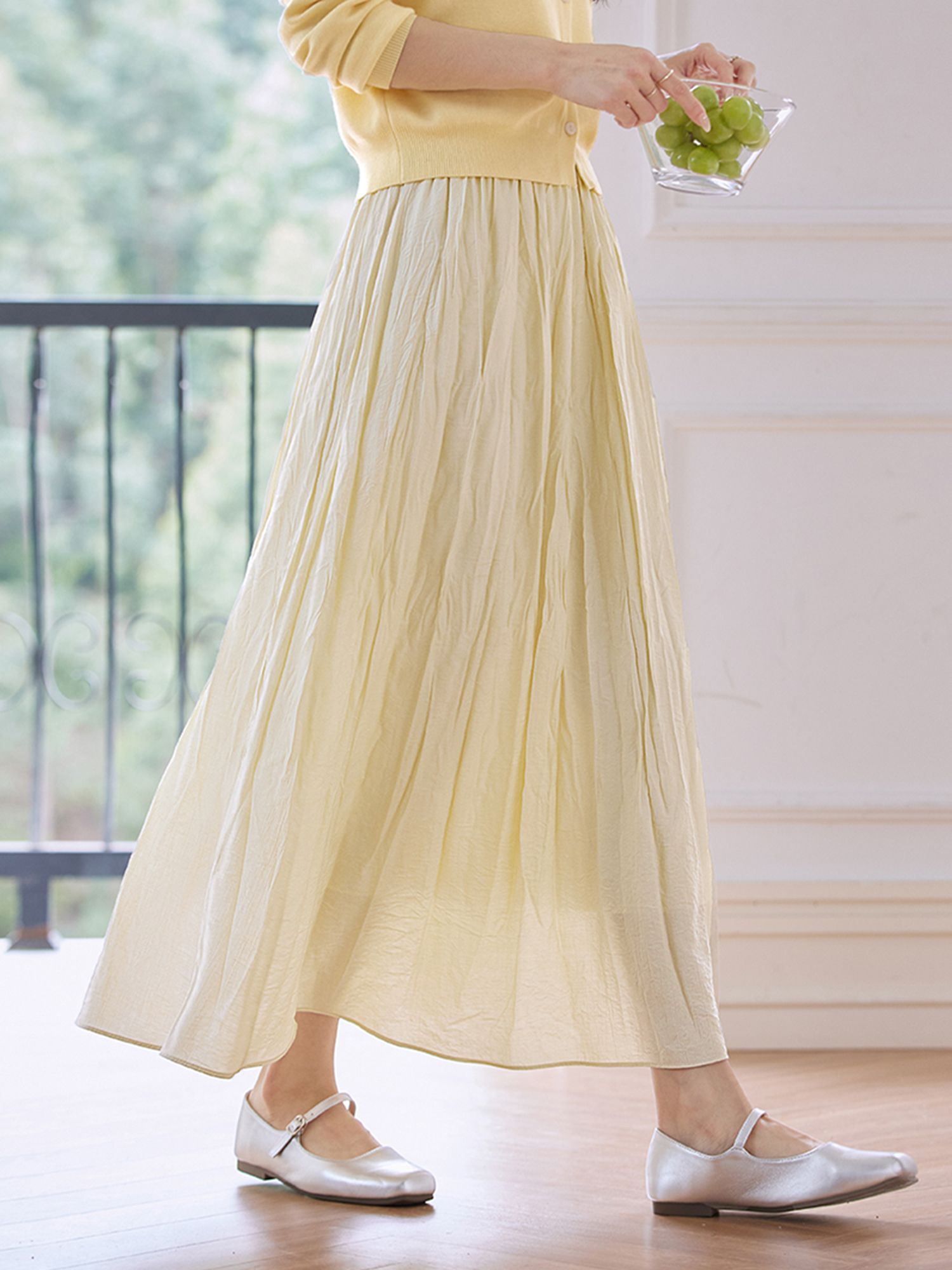 Elastic waist Solid Color Fairy Skirt