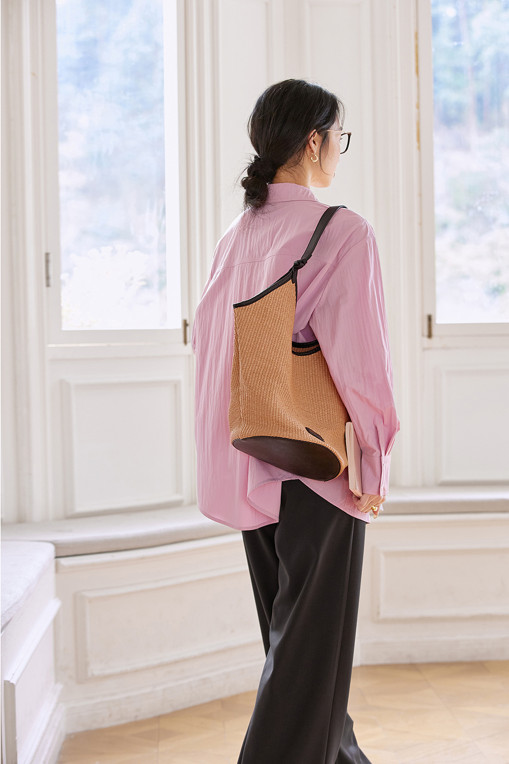 French-Inspired Dropped-Shoulder Oversized Shirt-VIMLYSTORE