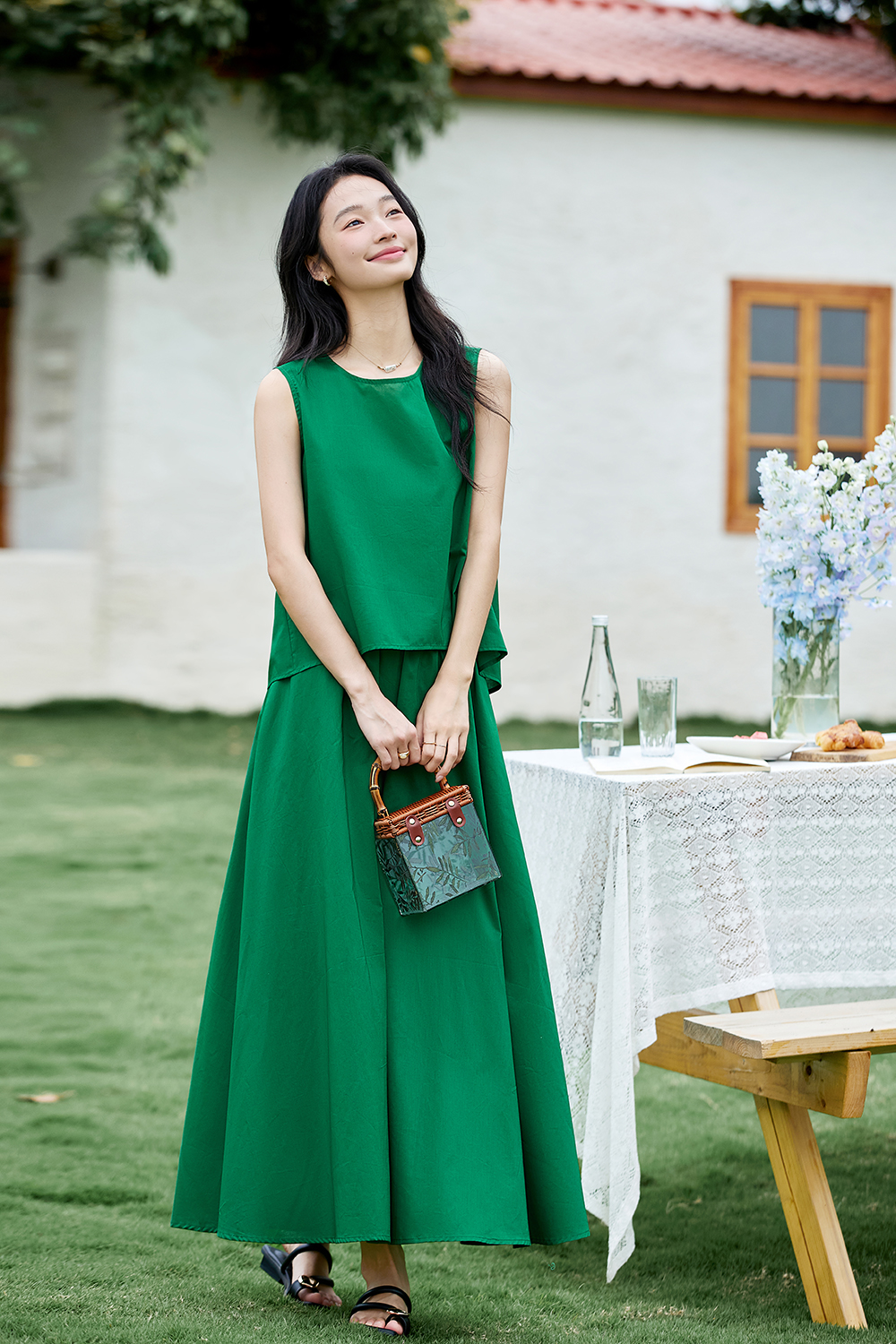 Sleeveless Shell Top & Pencil Skirt Office Set-VIMLYSTORE