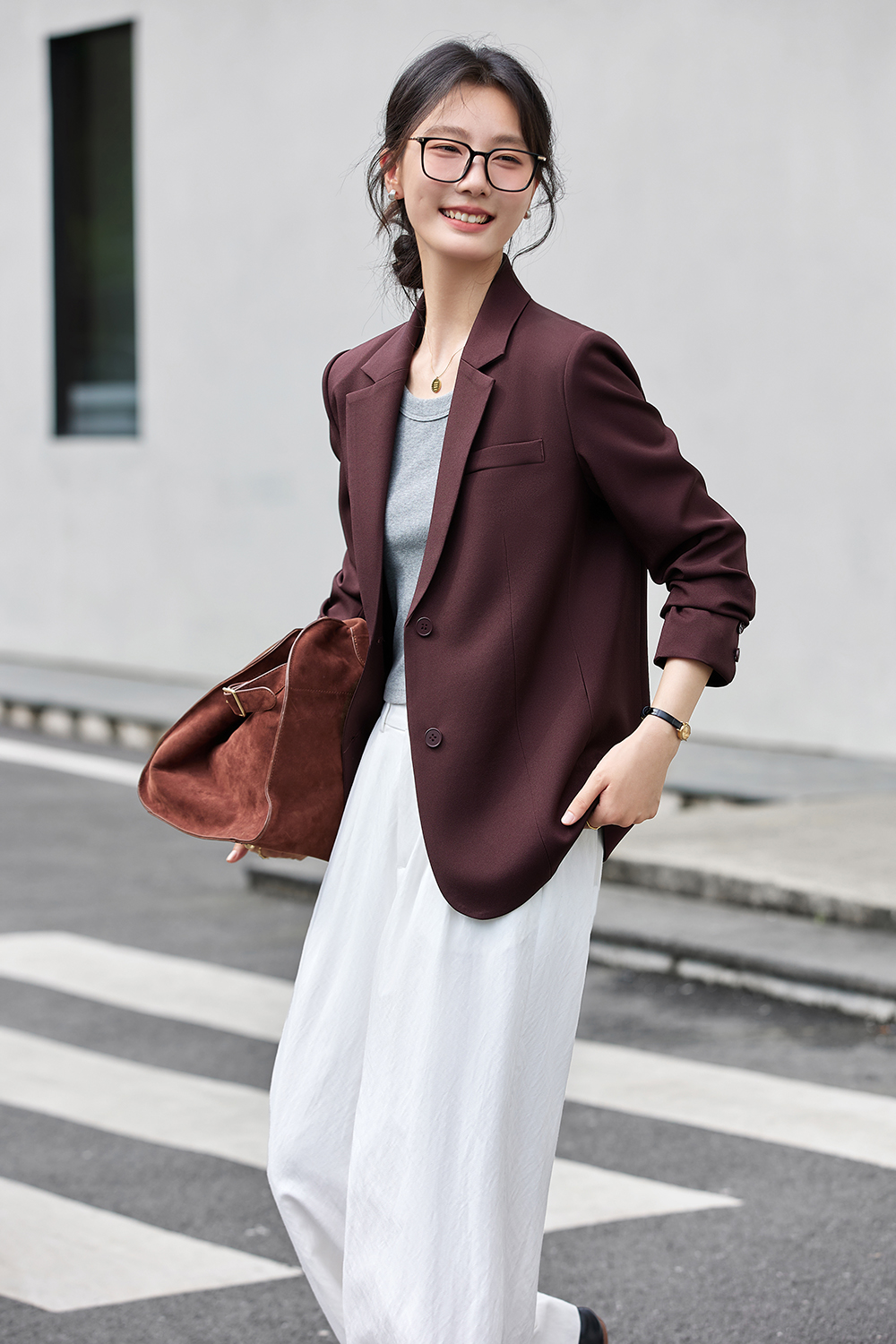 Red commuter suit jacket-VIMLYSTORE