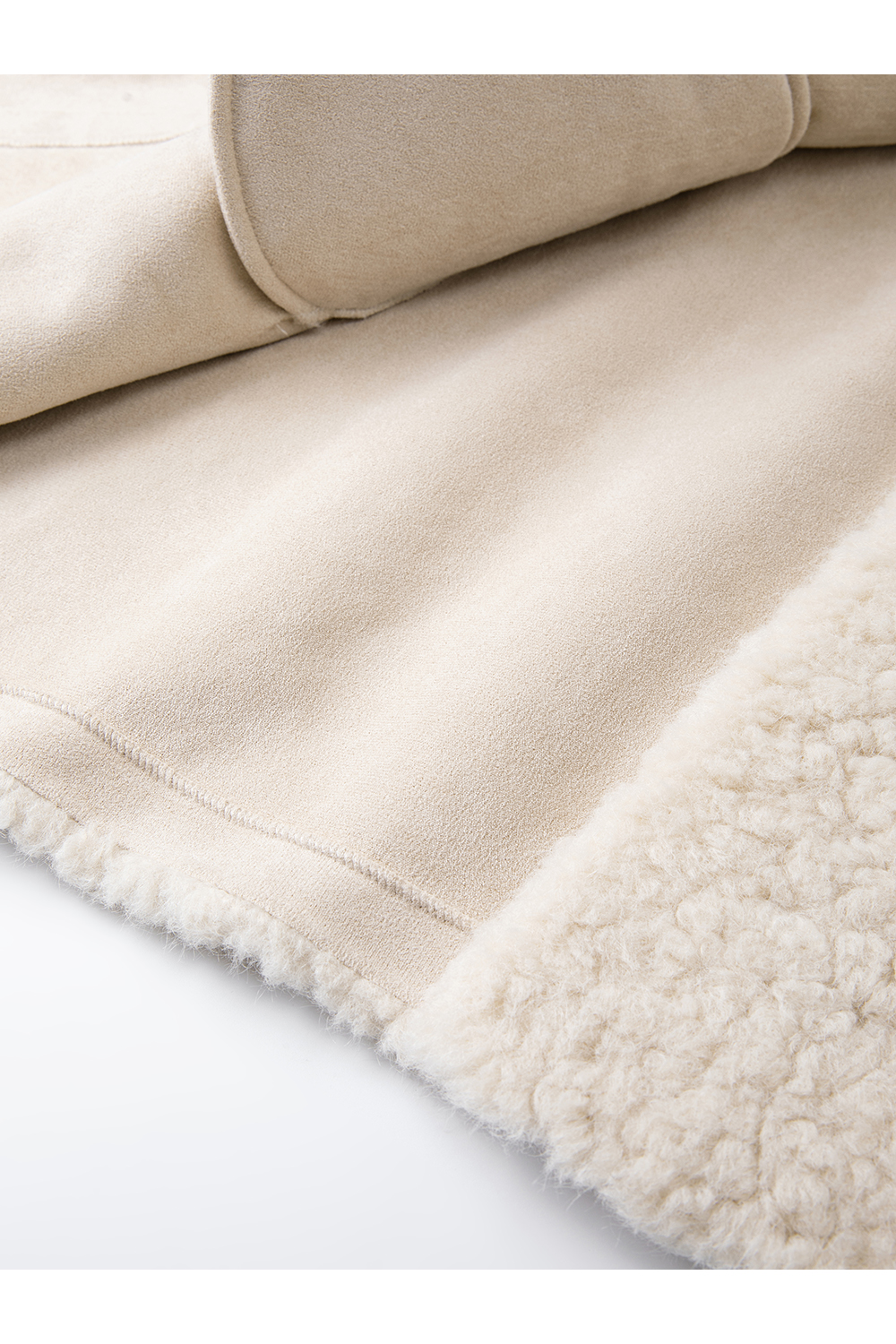 Stand Collar Shearling-Lined Coat