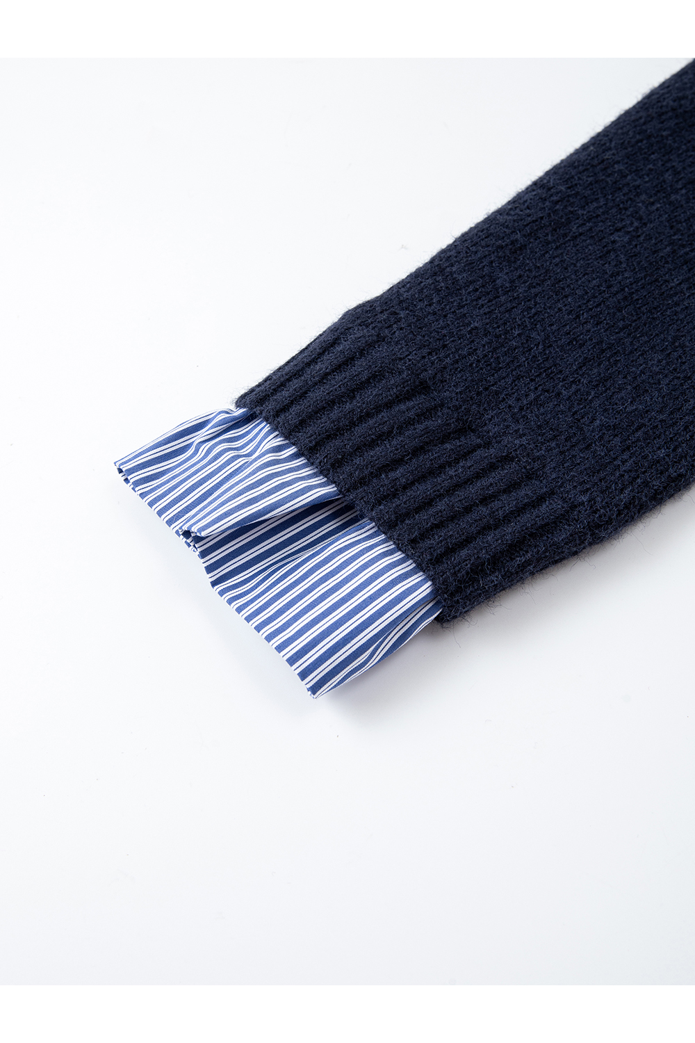 Striped Patchwork Fake Two-Piece Knit Top