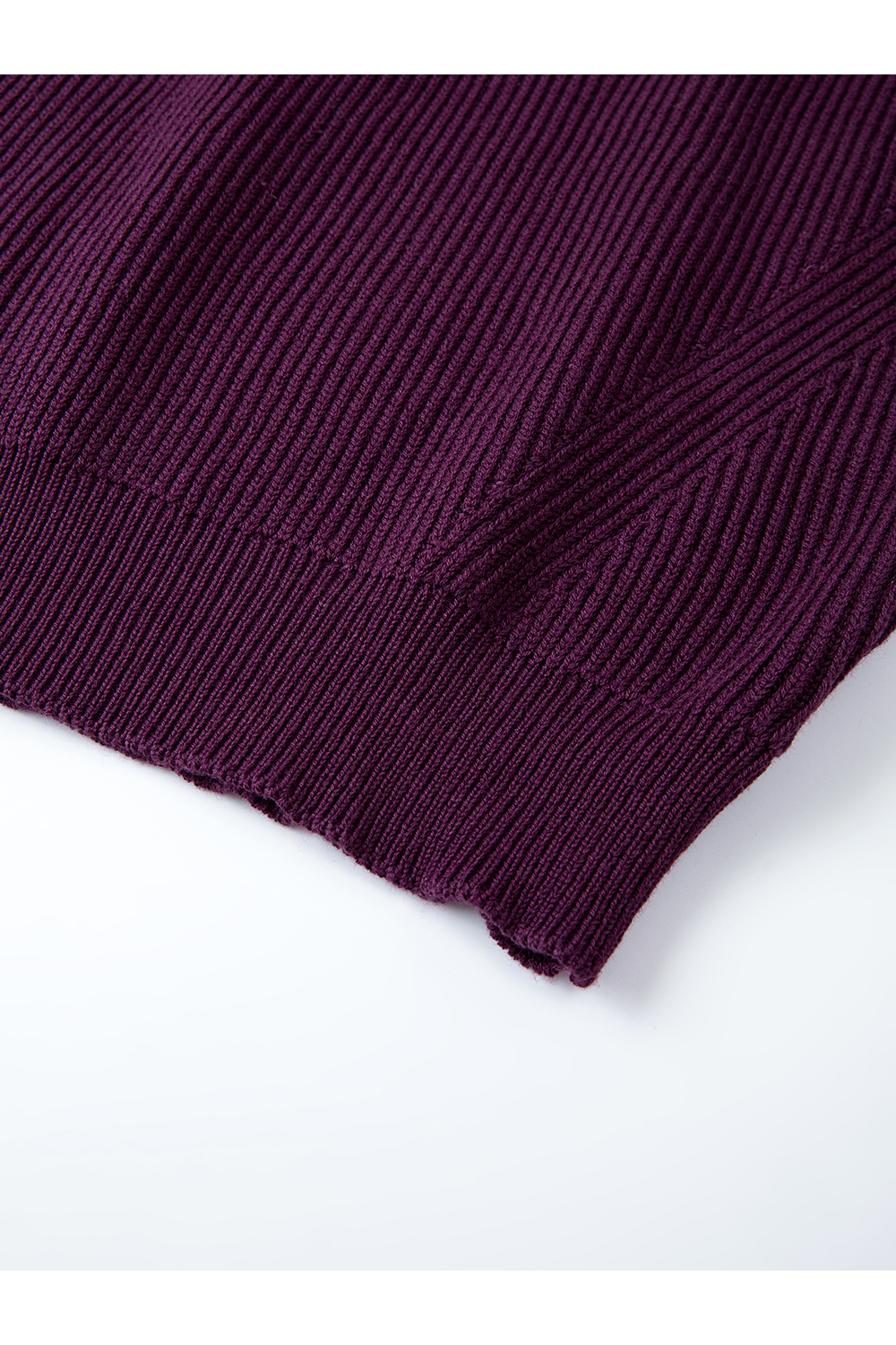 Plum Purple Lapel Knit Sweater