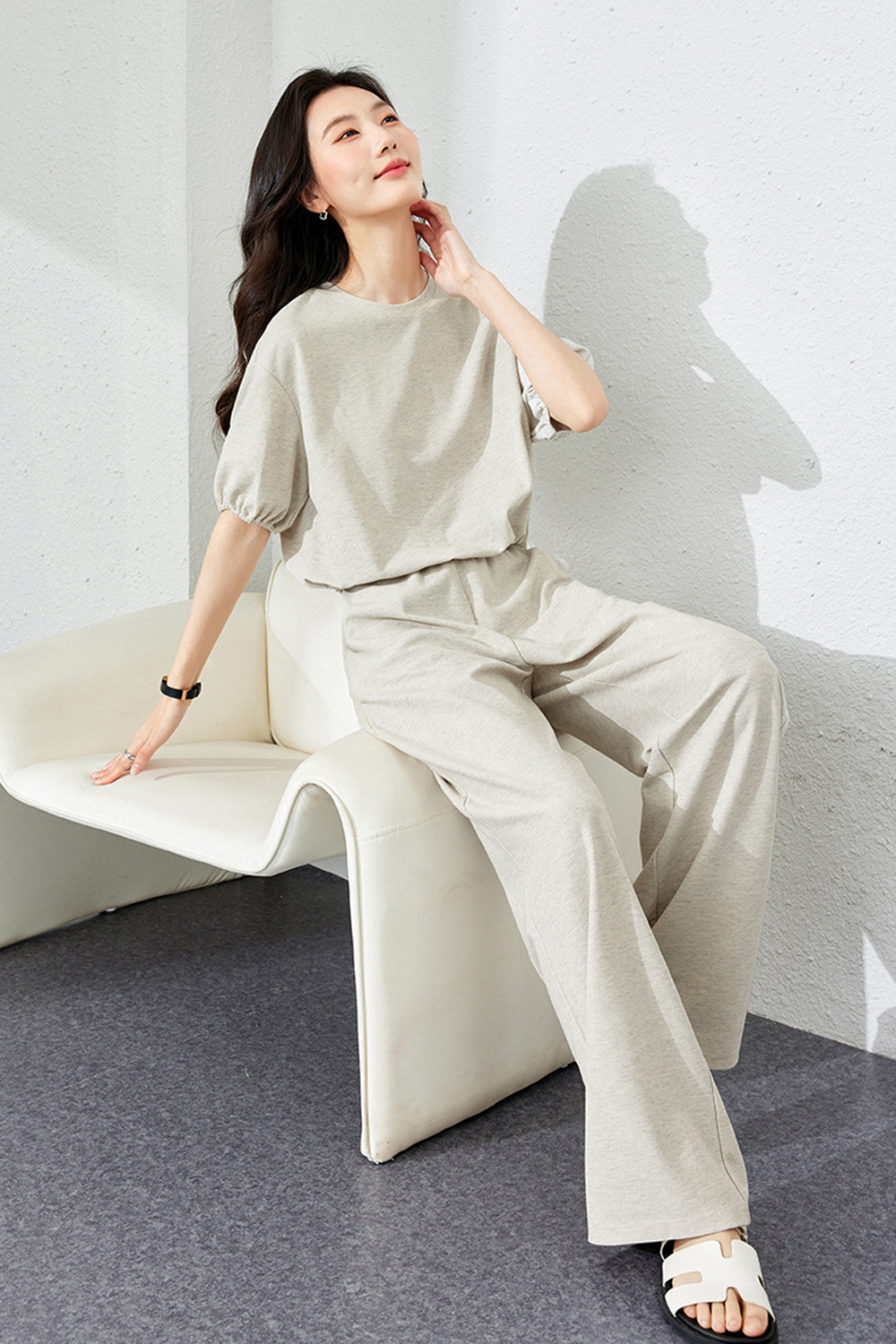 Relaxed Casual Style T-shirt Wide-Leg Pants Loose Suit-VIMLYSTORE
