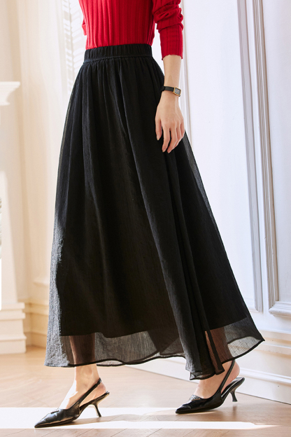 Texture Sense High-waisted A-line Skirt