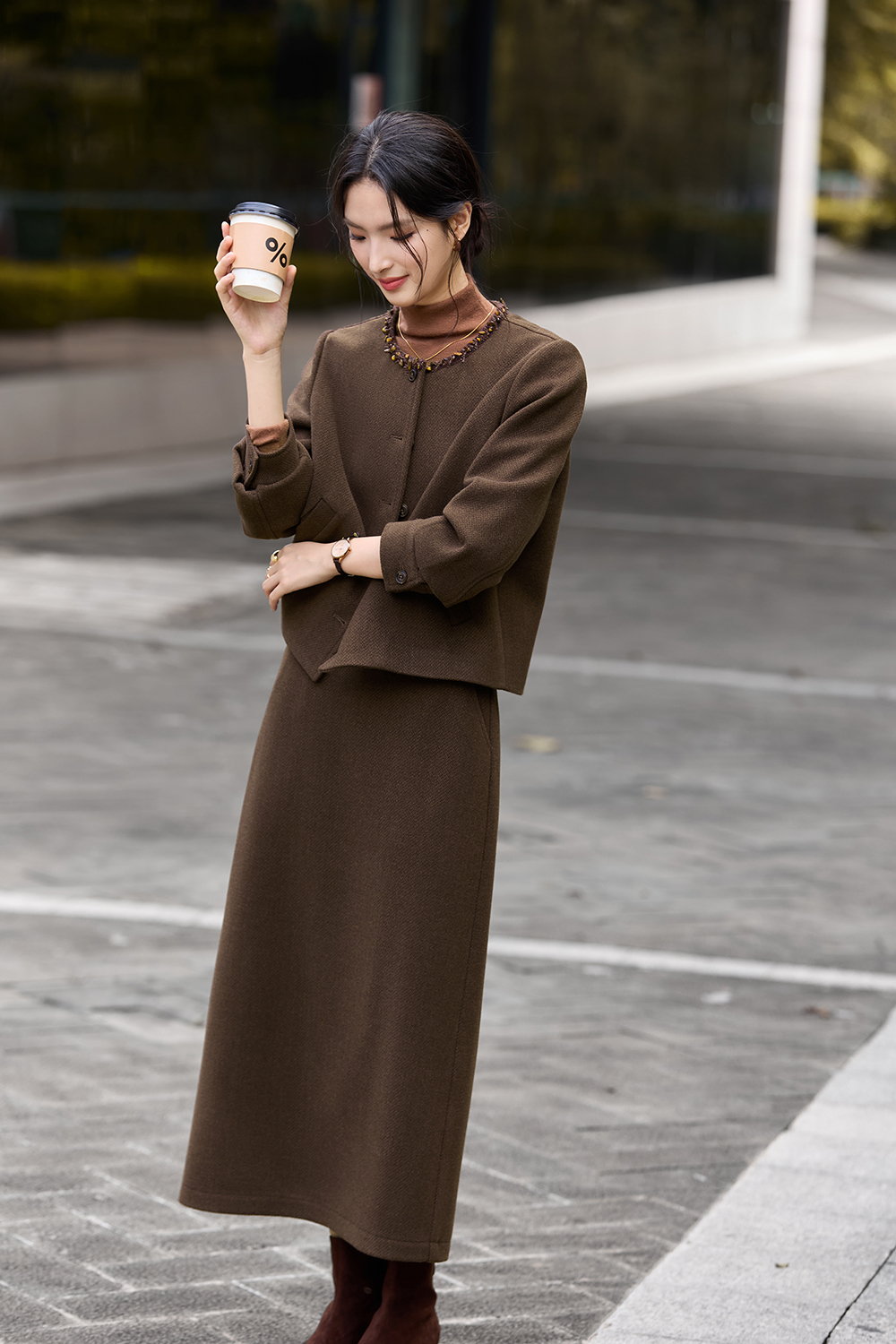 Brown Elegant Suit Set