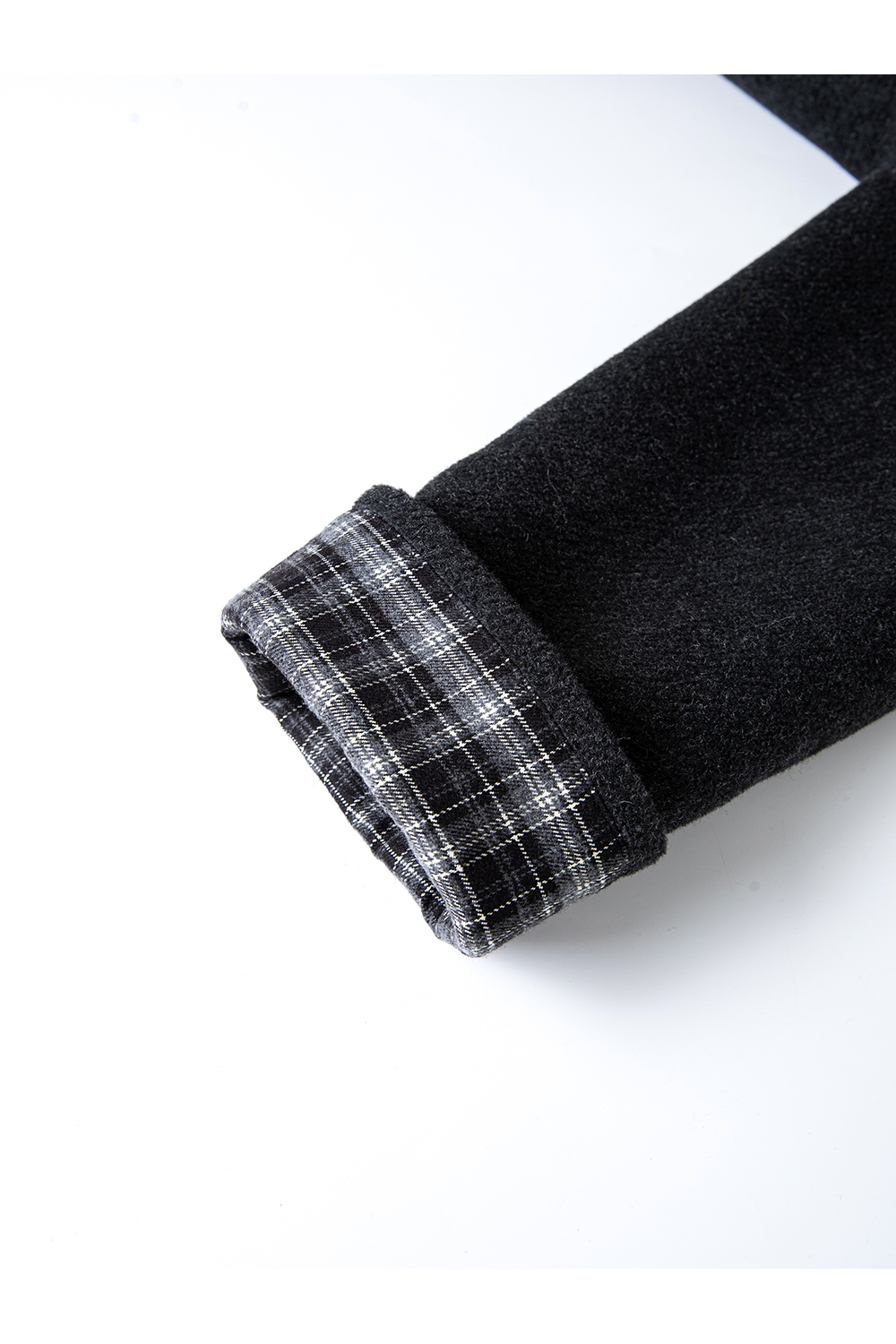 Grey Plaid Patchwork Woolen Coat