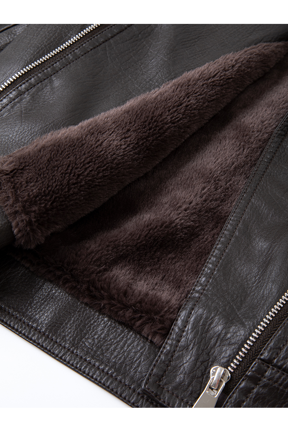 Biker Style Lapel Leather Jacket