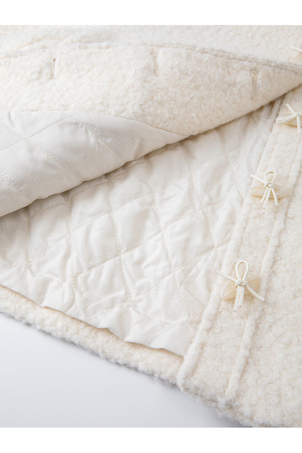 White Stand Collar Padded Coat