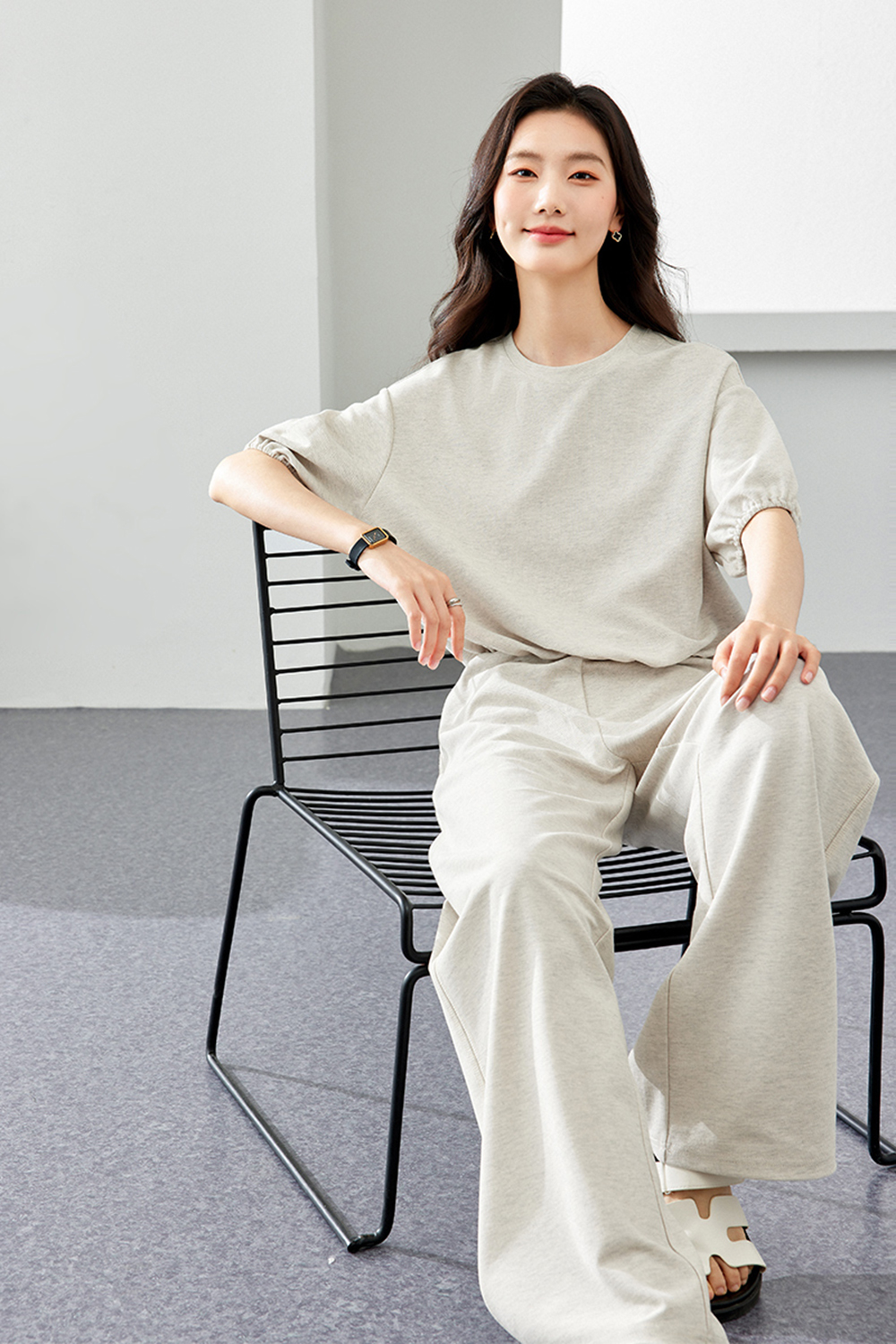 Relaxed Casual Style T-shirt Wide-Leg Pants Loose Suit-VIMLYSTORE