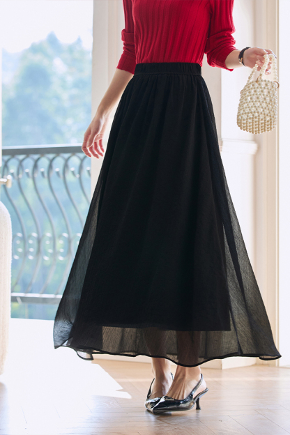 Texture Sense High-waisted A-line Skirt