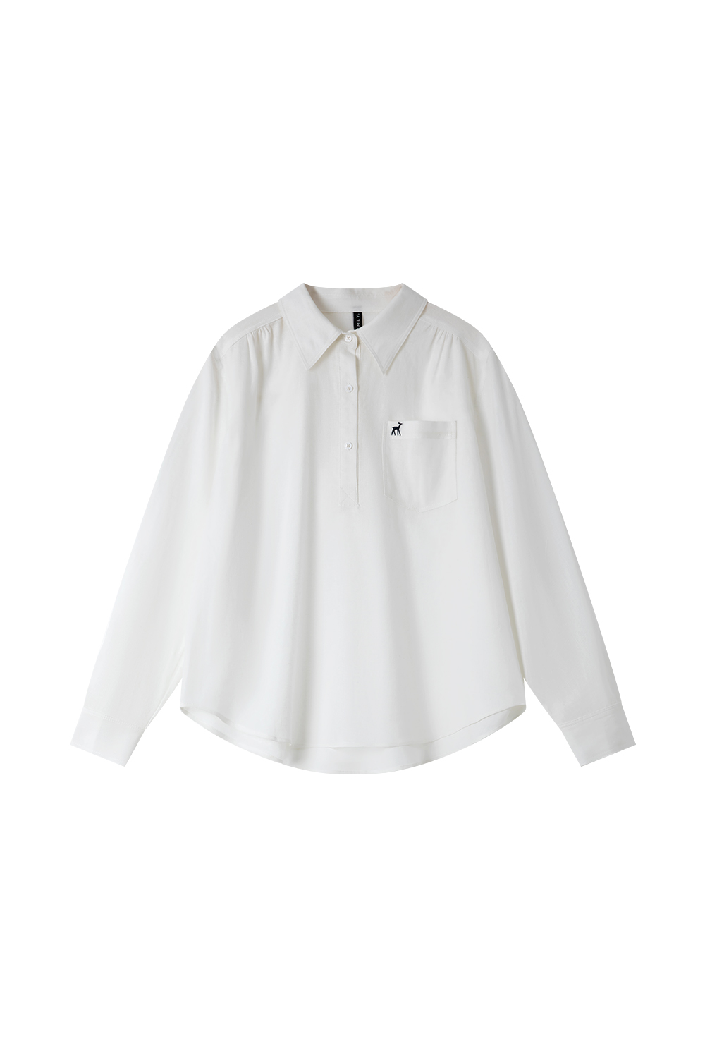 Deer-Embroidered Oversized Shirt for Stylish Commuting-VIMLYSTORE