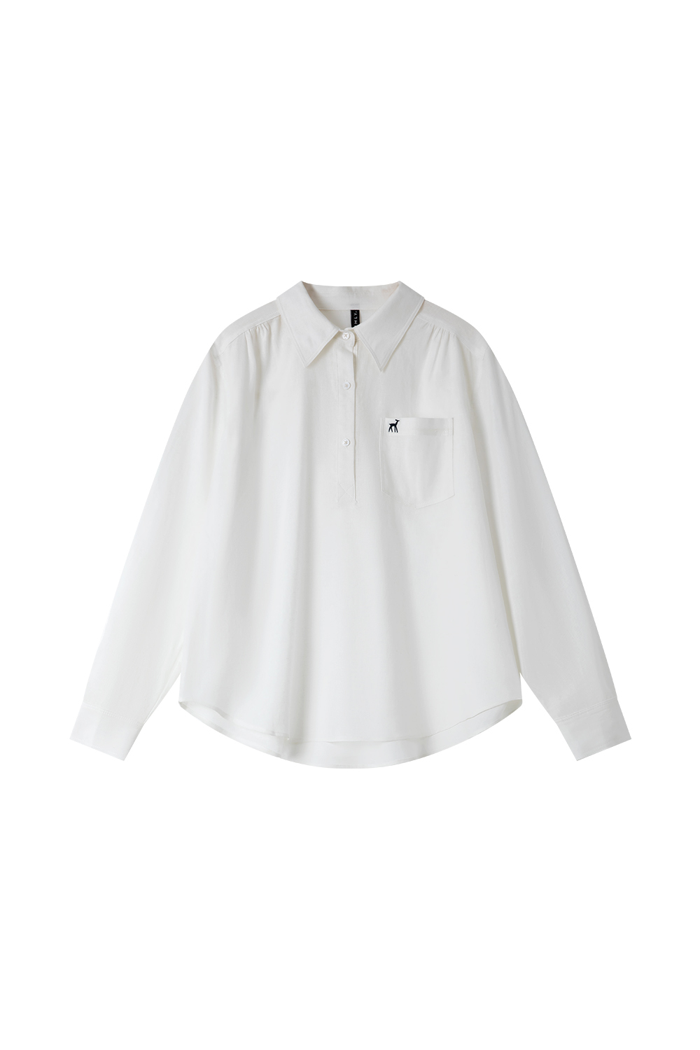 Deer-Embroidered Oversized Shirt for Stylish Commuting-VIMLYSTORE
