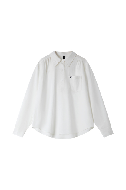 Deer-Embroidered Oversized Shirt for Stylish Commuting-VIMLYSTORE