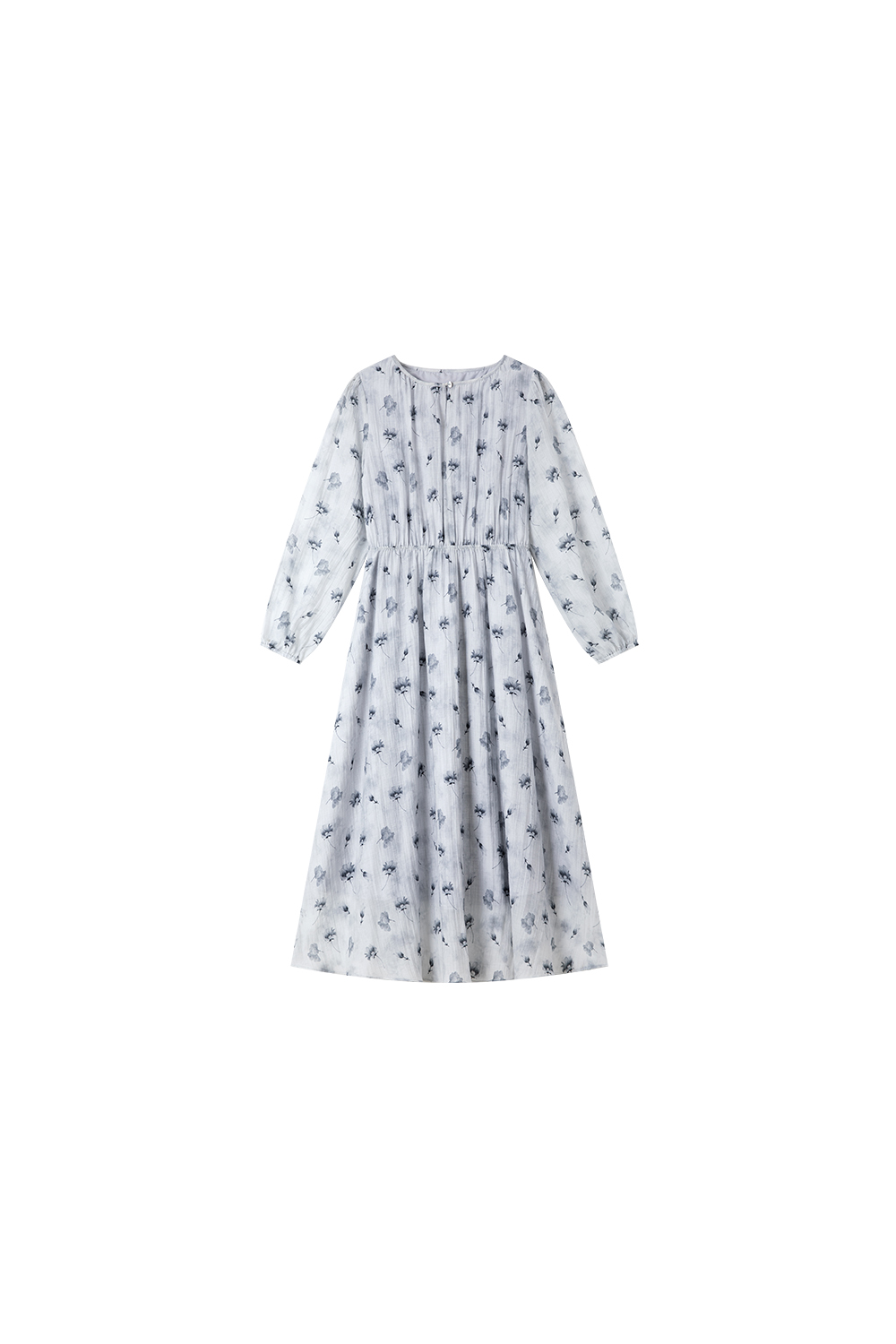 Lyocell Print Waist-Defining Slimming Long Sleeve Dress-VIMLYSTORE