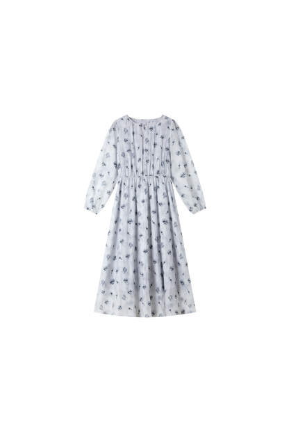 Lyocell Print Waist-Defining Slimming Long Sleeve Dress-VIMLYSTORE