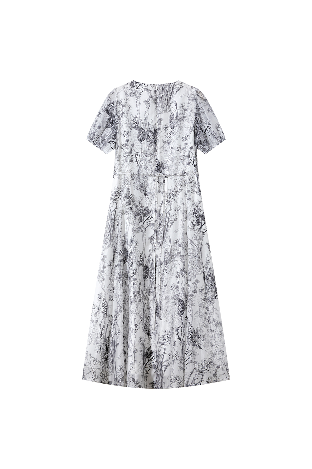 French-Inspired Watercolor Floral Round Neck Pullover Maxi Dress-VIMLYSTORE