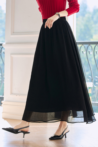 Texture Sense High-waisted A-line Skirt