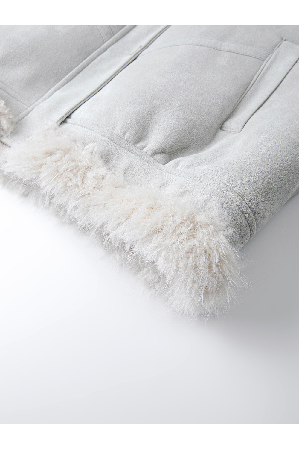 Fur Collar Shearling-Lined Short Coat