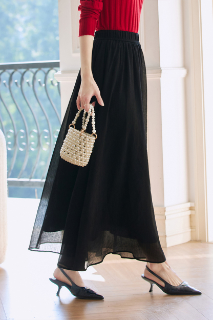 Texture Sense High-waisted A-line Skirt