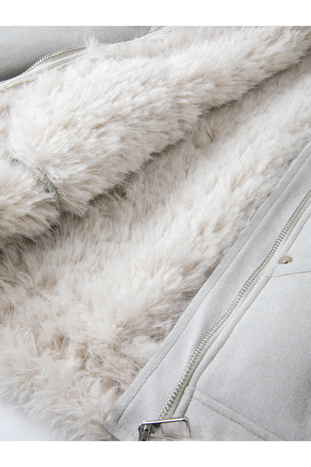 Fur Collar Shearling-Lined Short Coat